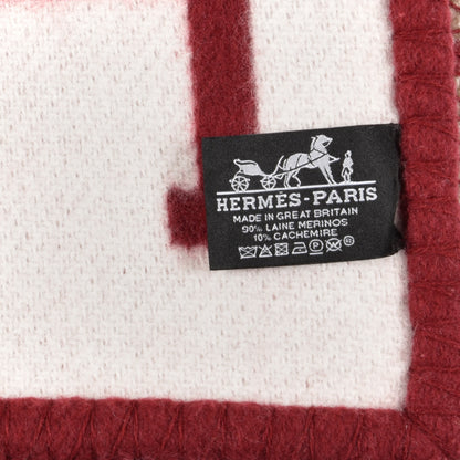 Hermes Wool Cashmere Avalon III Blanket Ecru Rouge H 3 of 3