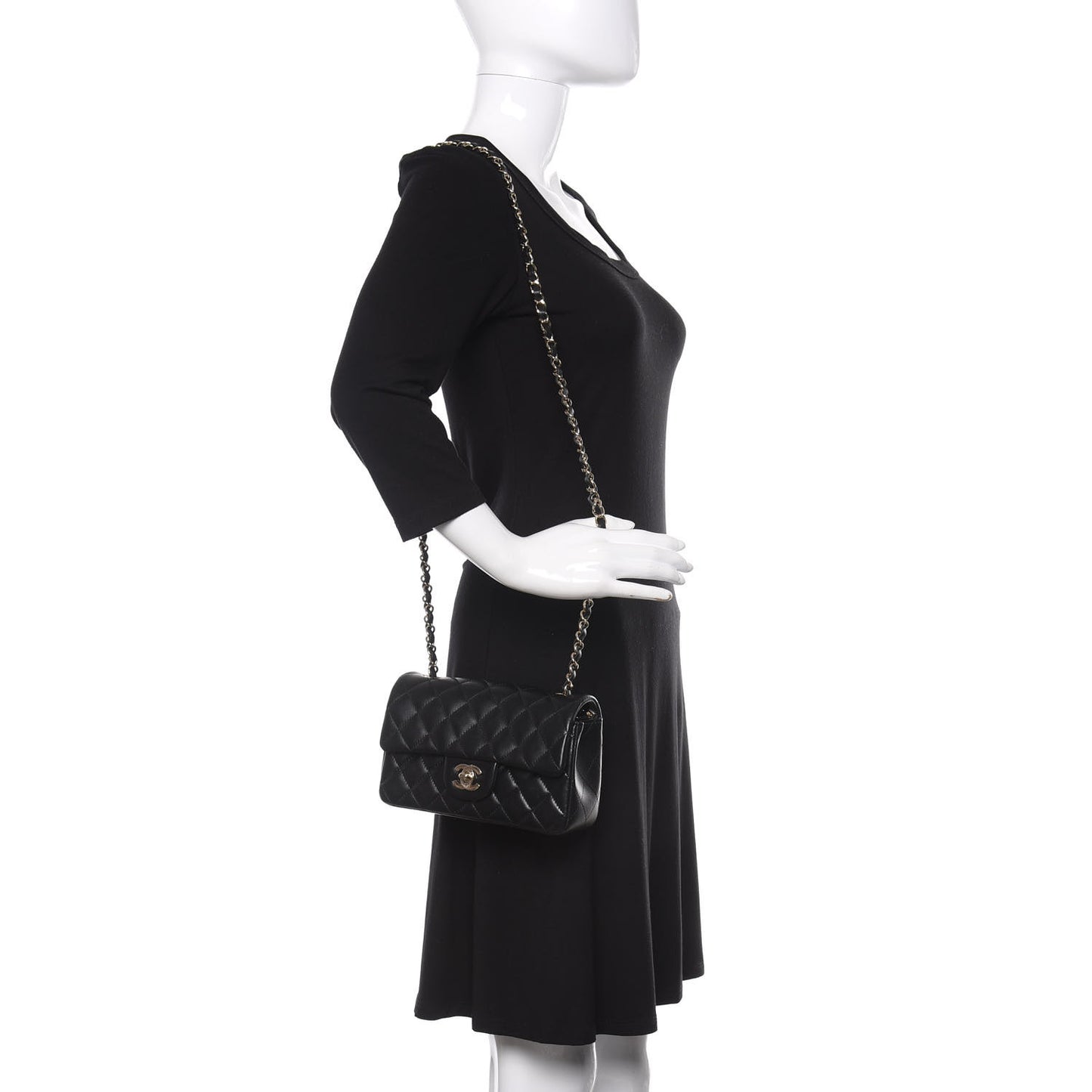 Lambskin Quilted Mini Rectangular Flap Black