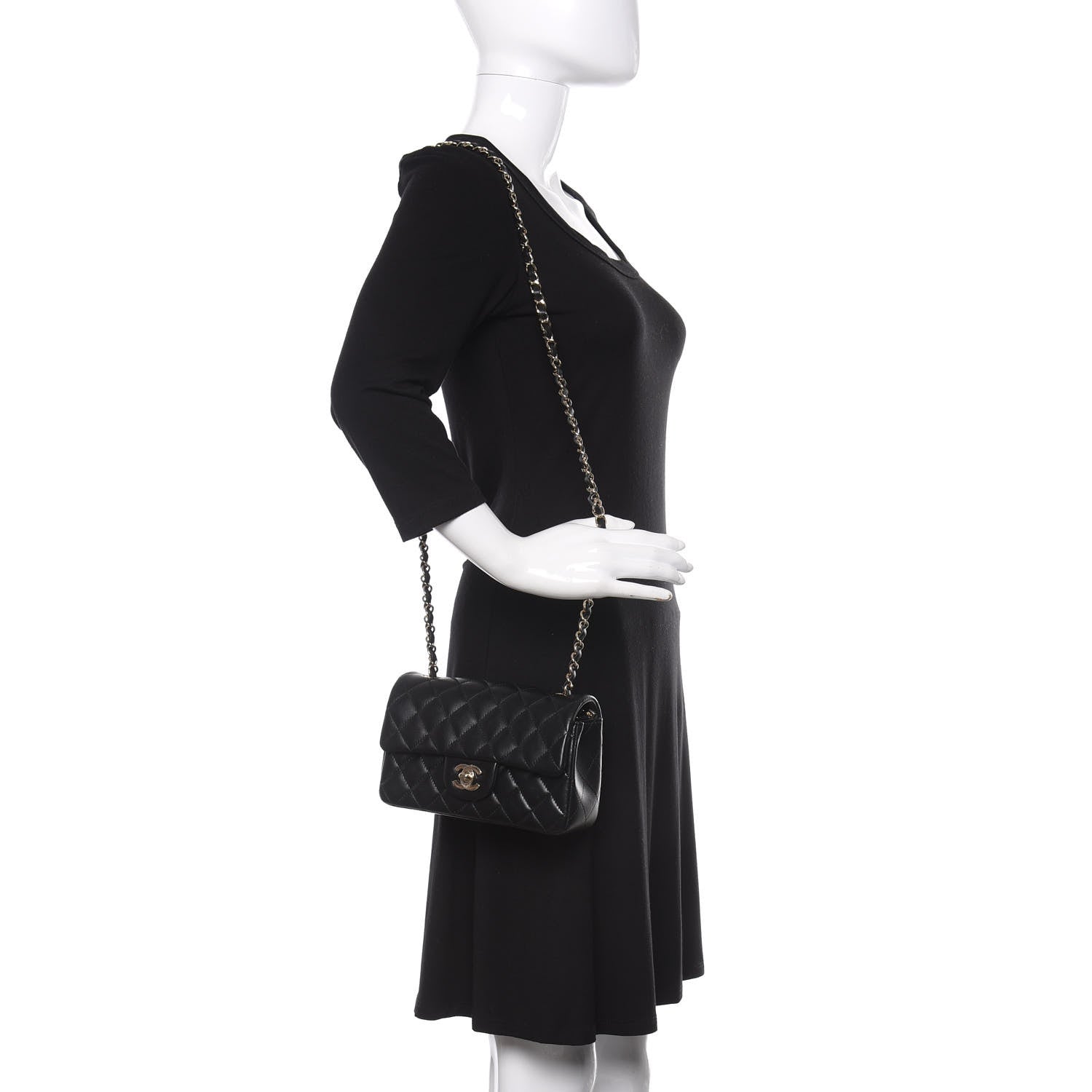 Chanel Lambskin Quilted Mini Rectangular Flap Black 2 of 12