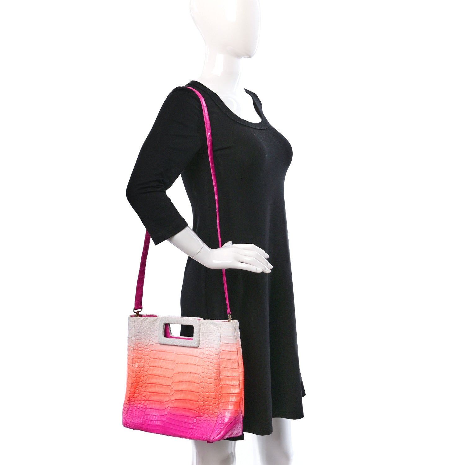 Nancy Gonzalez Crocodile Handbag Pink Orange White 2 of 9