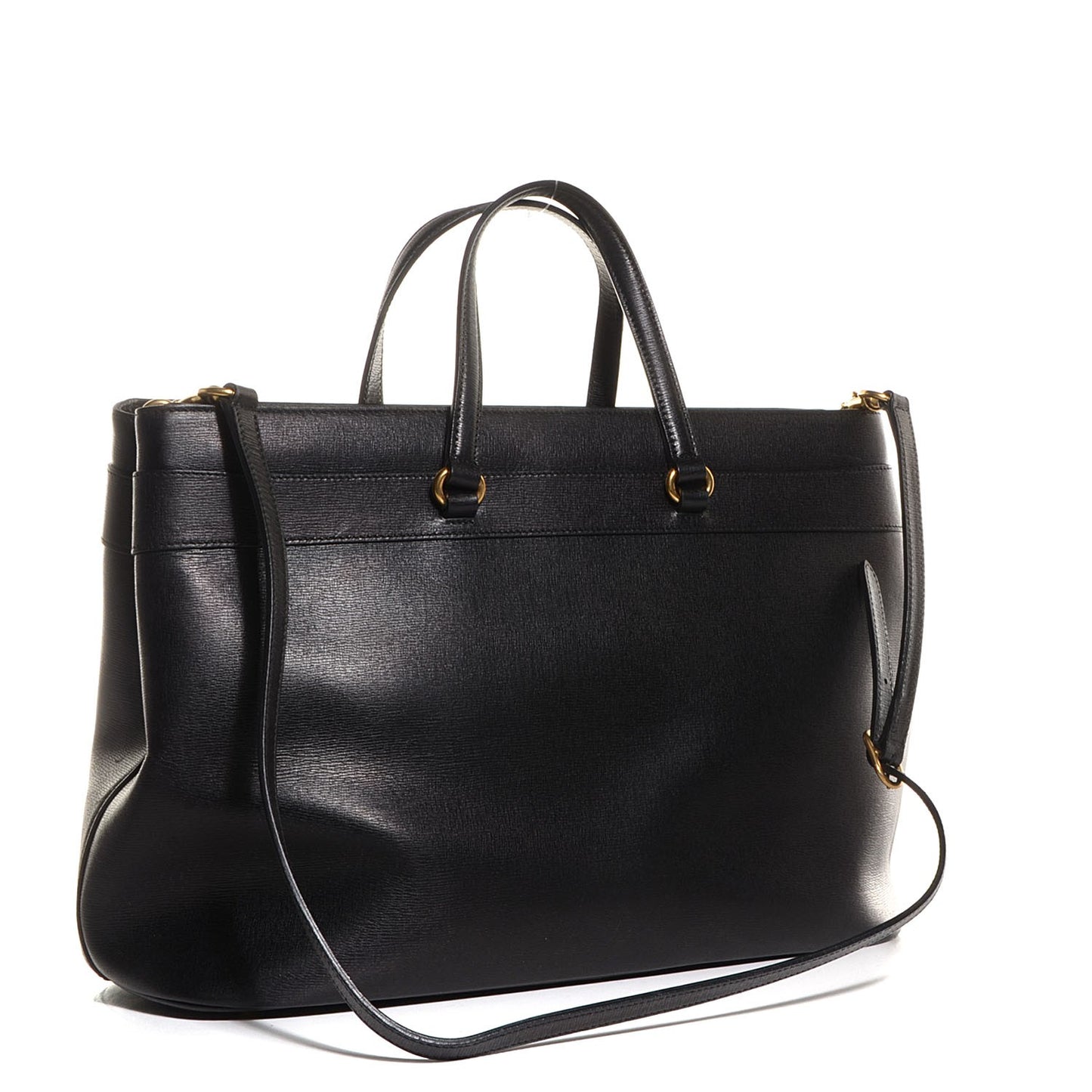 Textured Calfskin Large Bright Bit Tote Black