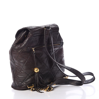 Chanel Lambskin Quilted Tassel Drawstring Backpack Dark Bown 2 of 17