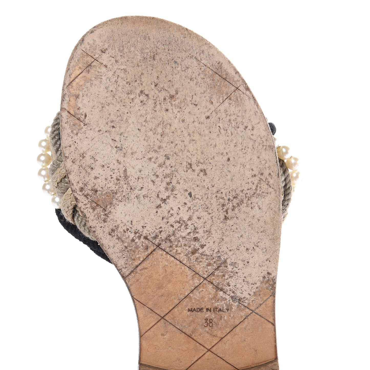 Lambskin Pearl Cord CC Mules 38 Black Beige