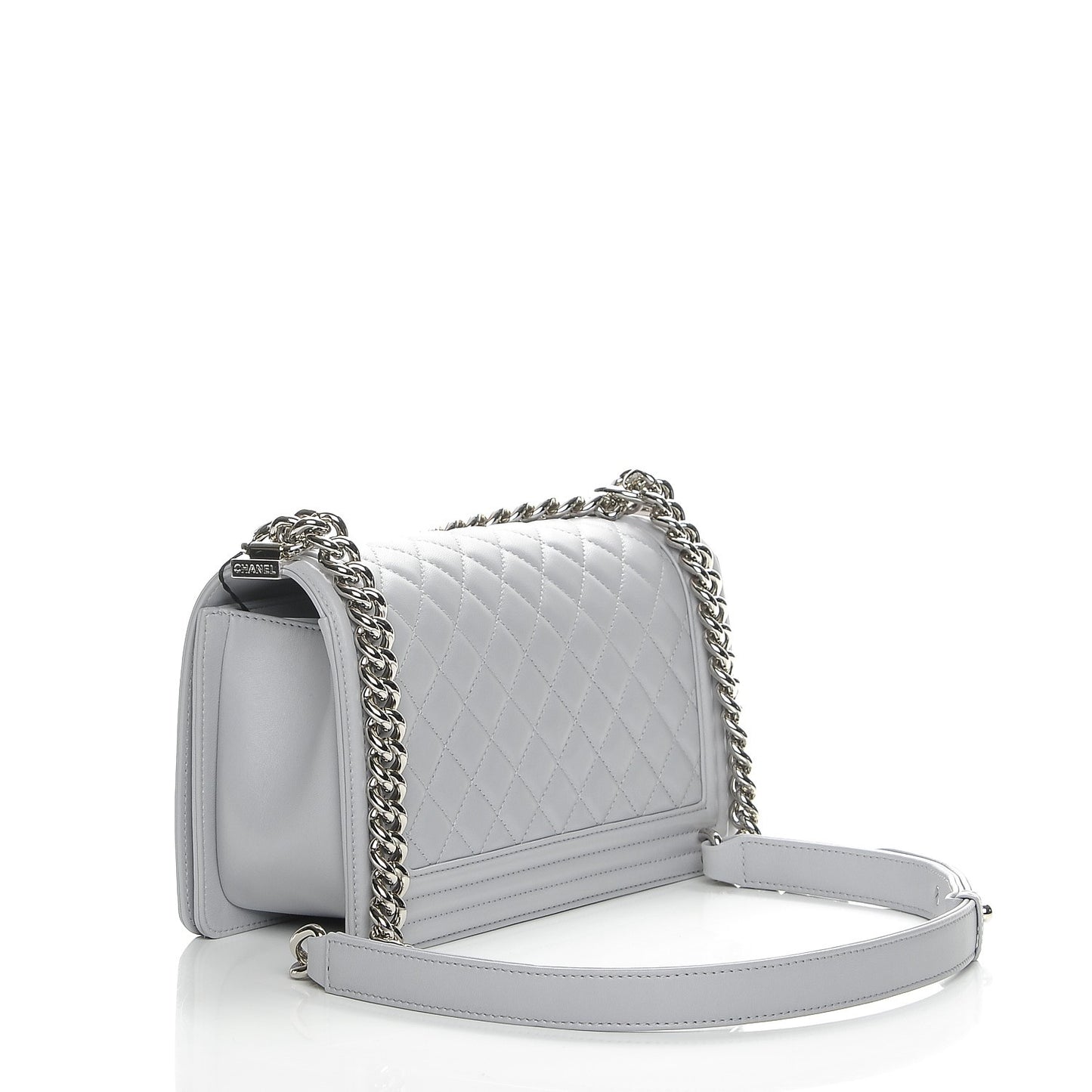 Lambskin Quilted Medium Boy Flap Grey