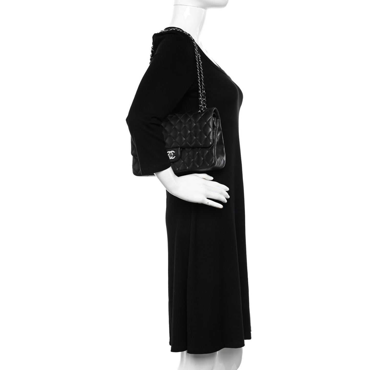 Lambskin Quilted Medium Double Flap Black