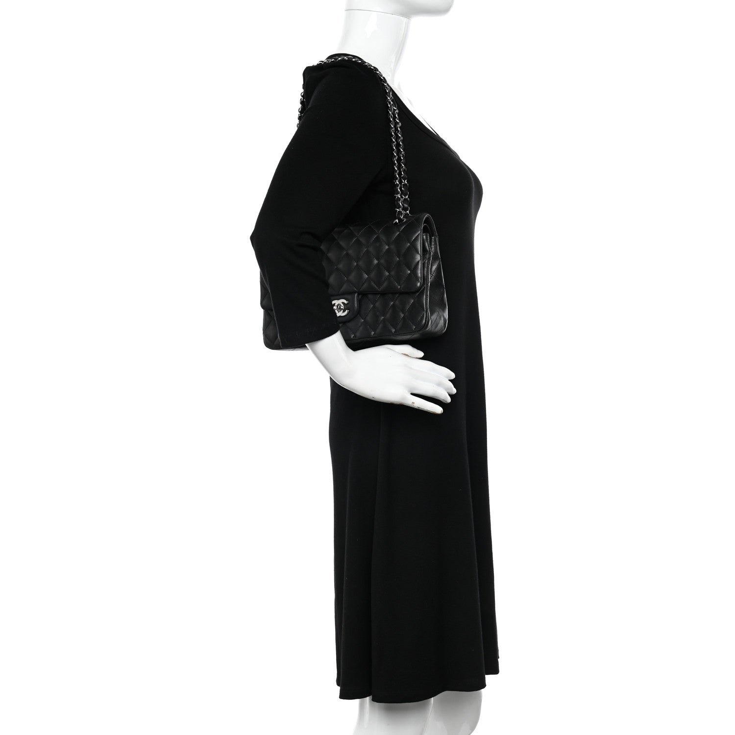 Chanel Lambskin Quilted Medium Double Flap Black 2 of 15