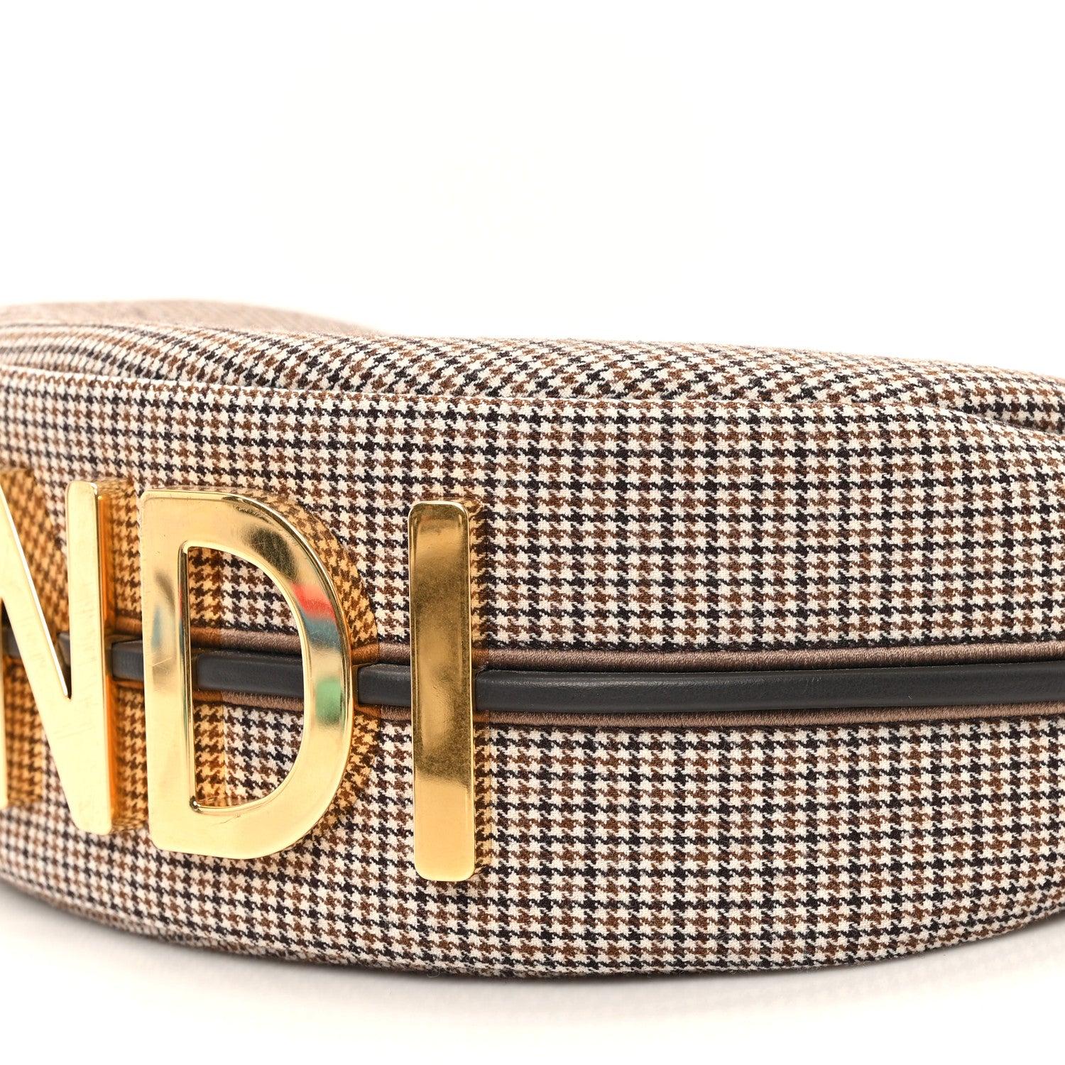 Fendi Wool Vitello Grace Small Houndstooth Small Fendigraphy Hobo Bag Beige Ebano 10 of 12