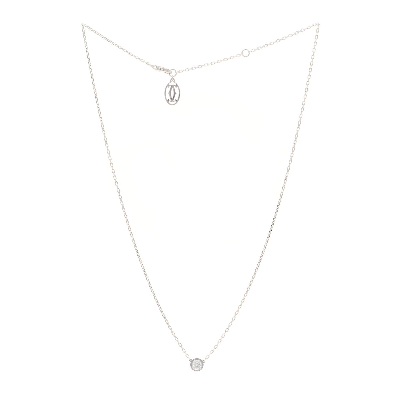 Cartier 18K White Gold Diamond LM D'Amour Pendant Necklace 3 of 4