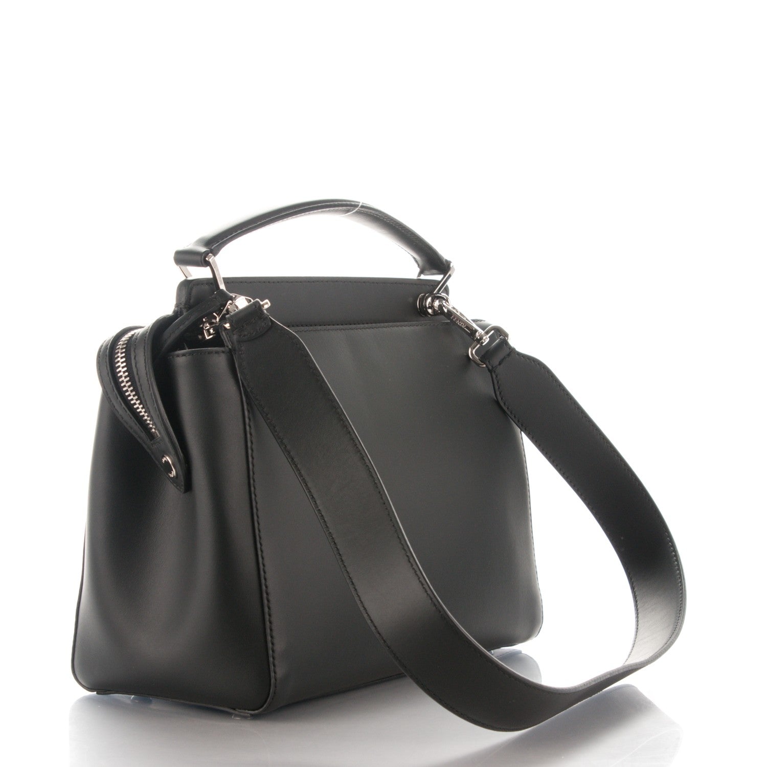 Fendi Vitello Baltico Dolce DotCom Satchel Black Blue Royal 3 of 8