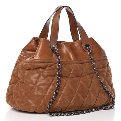Chanel Iridescent Calfskin Quilted Large In The Mix Tote Light Brown 4 of 16