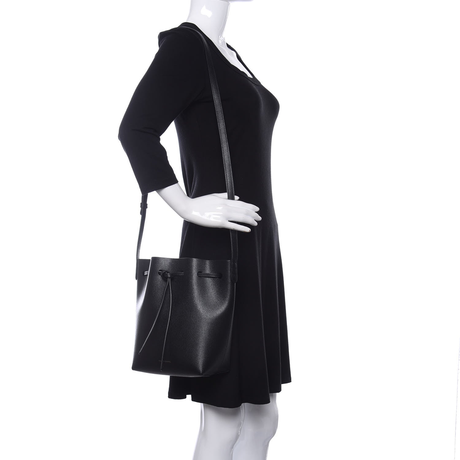 Mansur Gavriel Saffiano Mini Bucket Bag Black 2 of 10