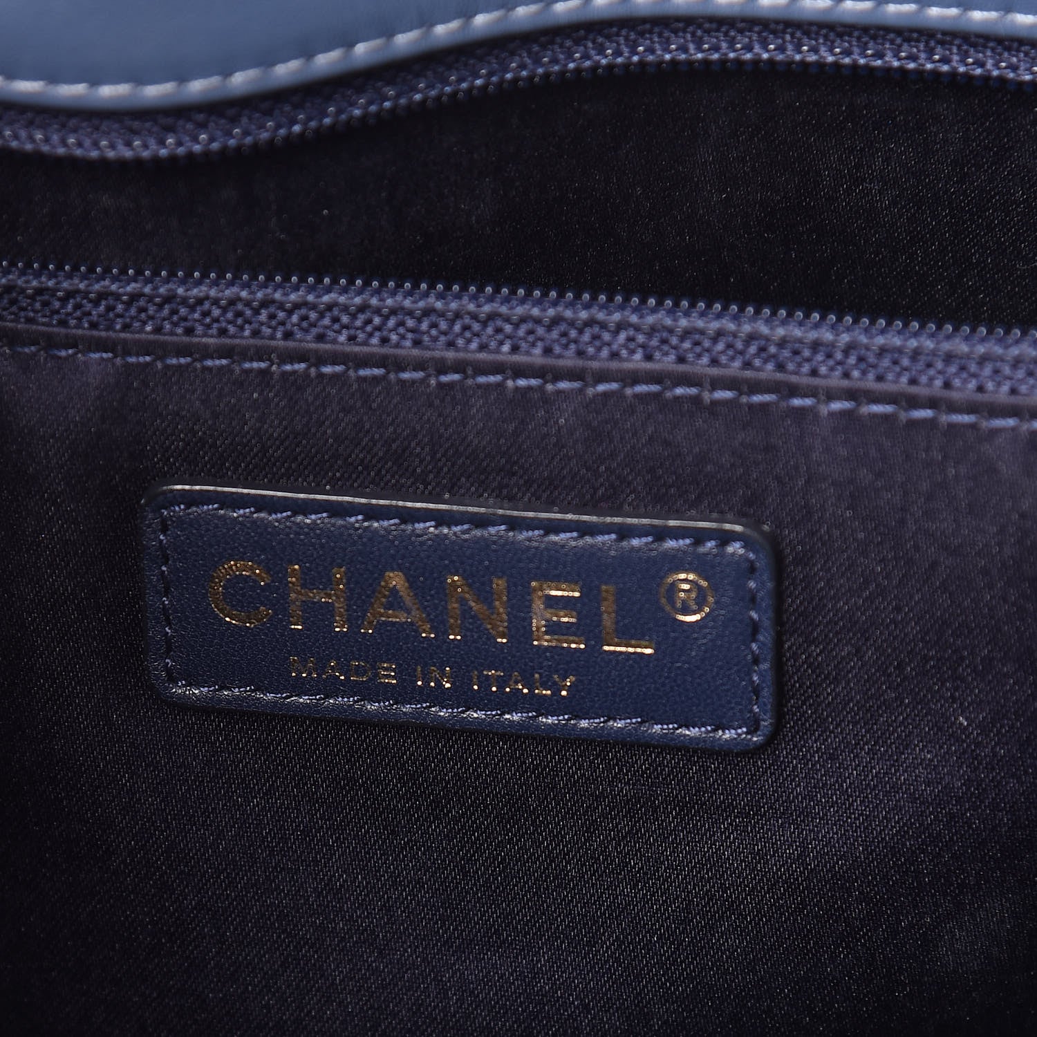 Chanel Calfskin Chevron Quilted Surpique Tote Blue 6 of 15