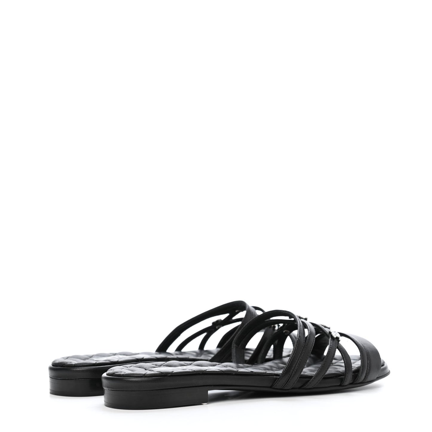 Lambskin Pearl CC Sandals 36 Black