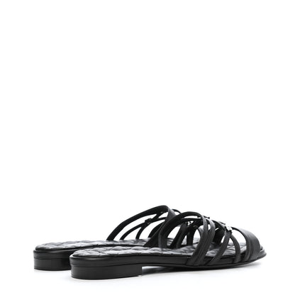 Chanel Lambskin Pearl CC Sandals 36 Black 4 of 10