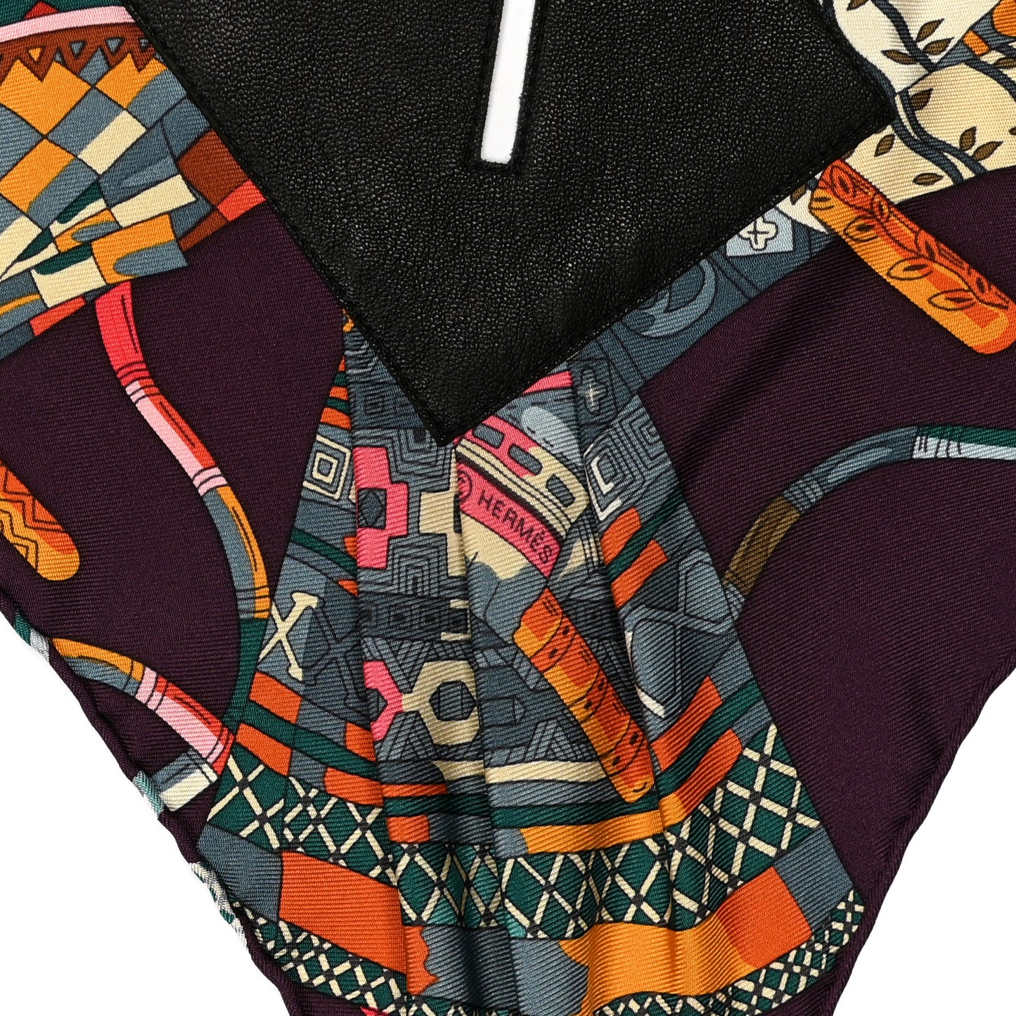 Silk Voyage En Etoffes Scarf 90 Aubergine Jaune D Or Vert