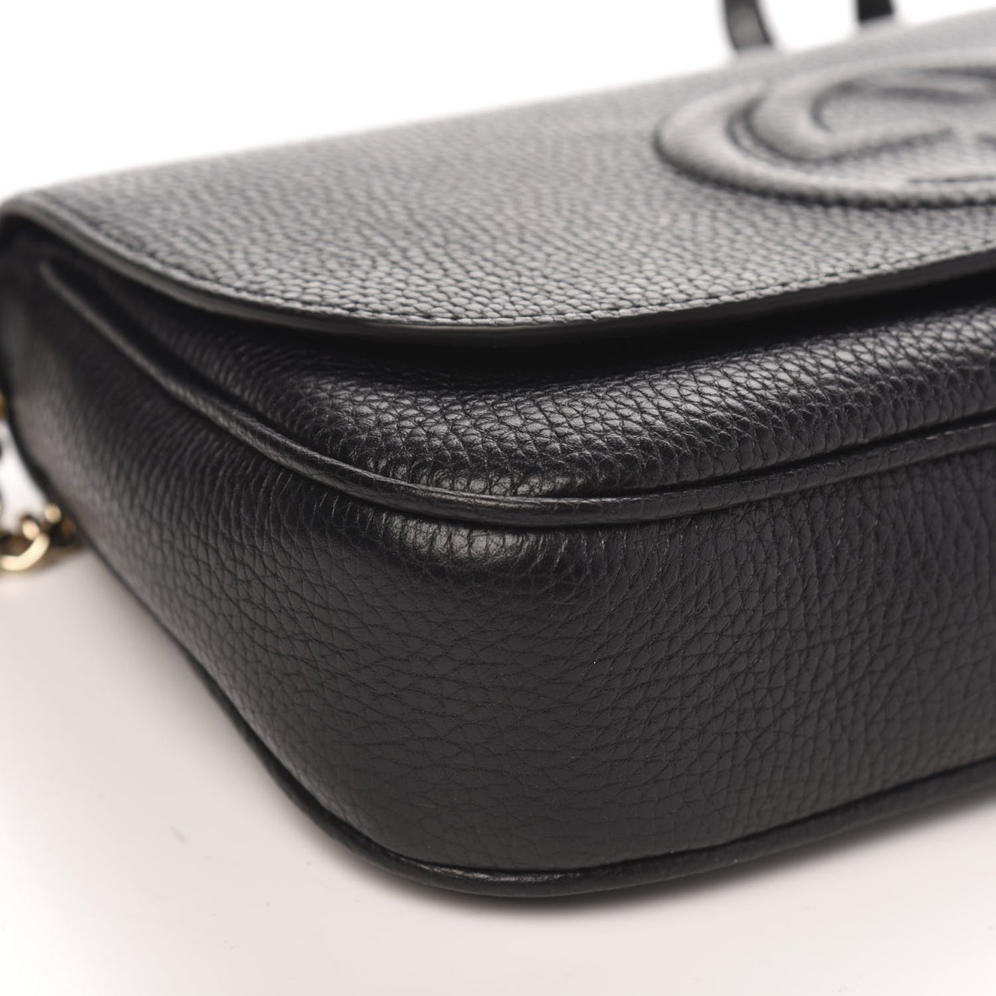 Pebbled Calfskin Medium Soho Flap Crossbody Black