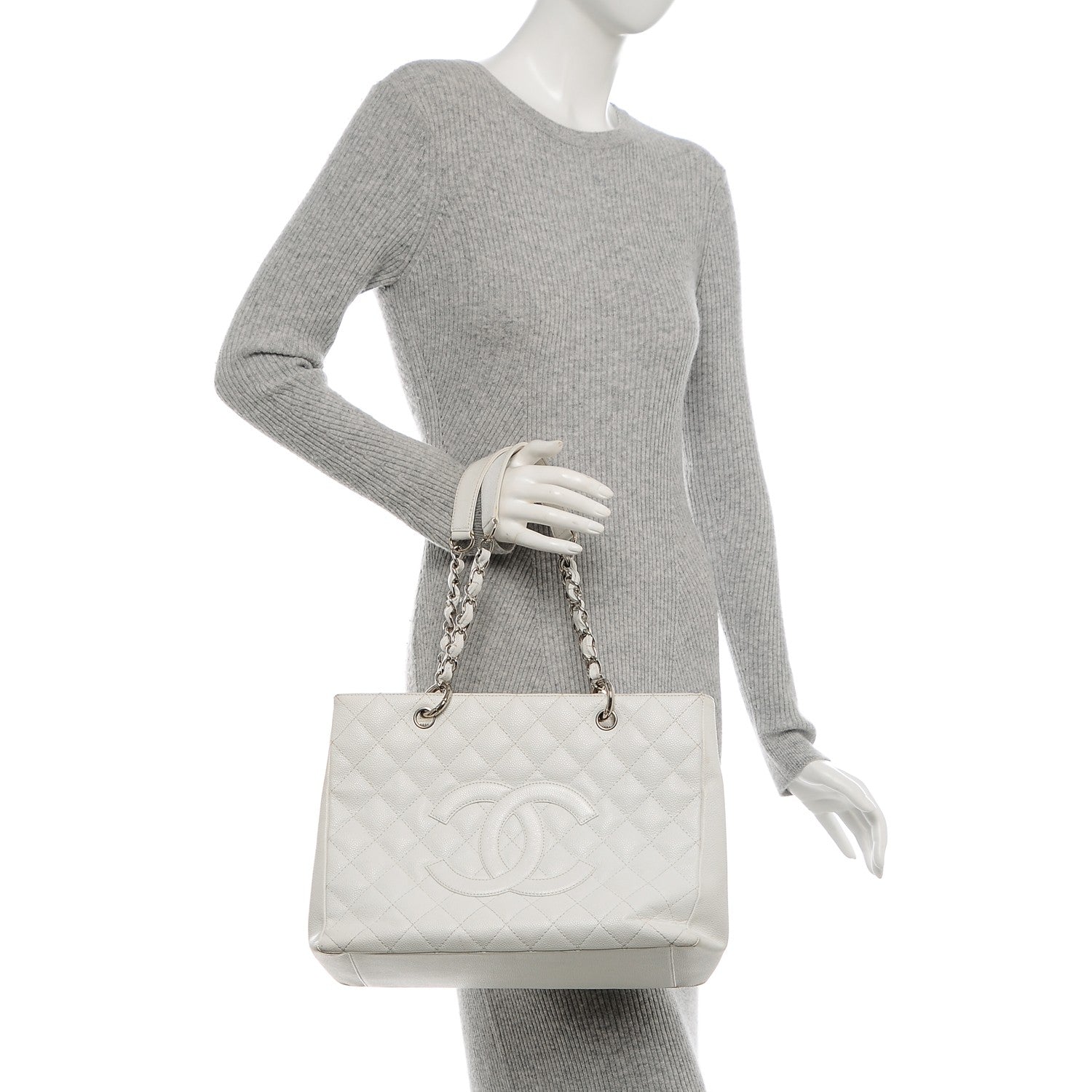 Chanel Caviar Quilted Grand Shopping Tote GST White 2 of 11