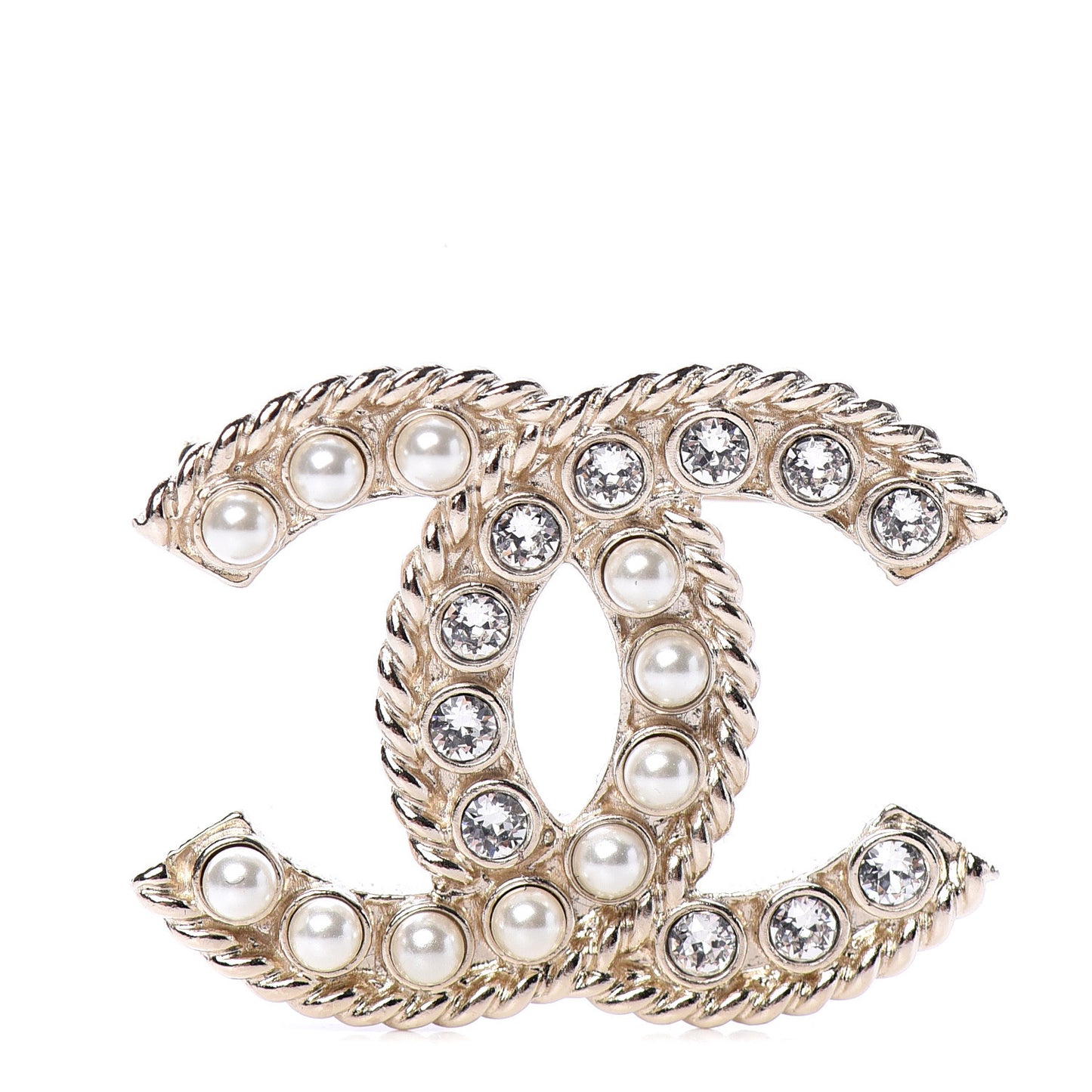 Pearl Crystal April In Paris CC Brooch Gold