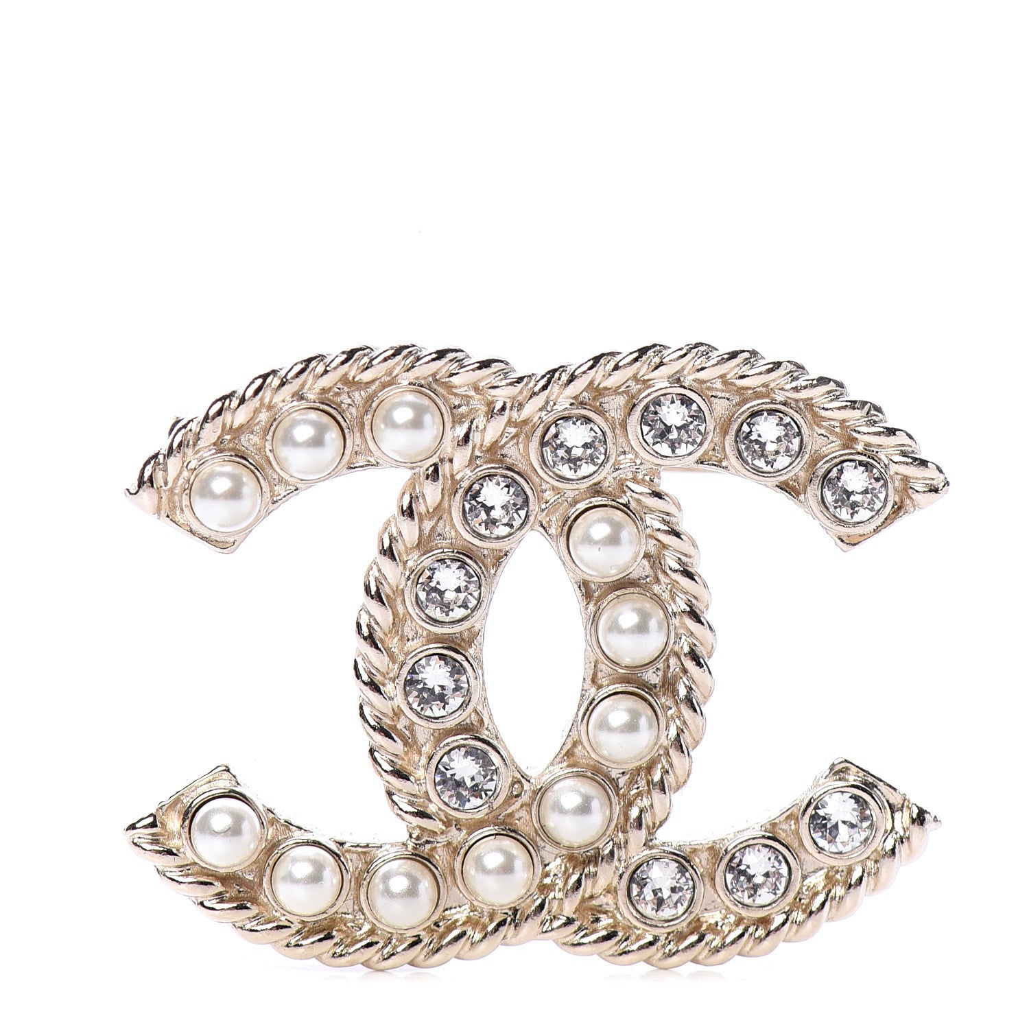 Chanel Pearl Crystal April In Paris CC Brooch Gold 1 of 4