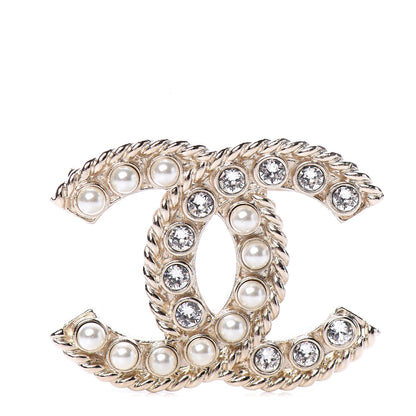 Chanel Pearl Crystal April In Paris CC Brooch Gold 1 of 4