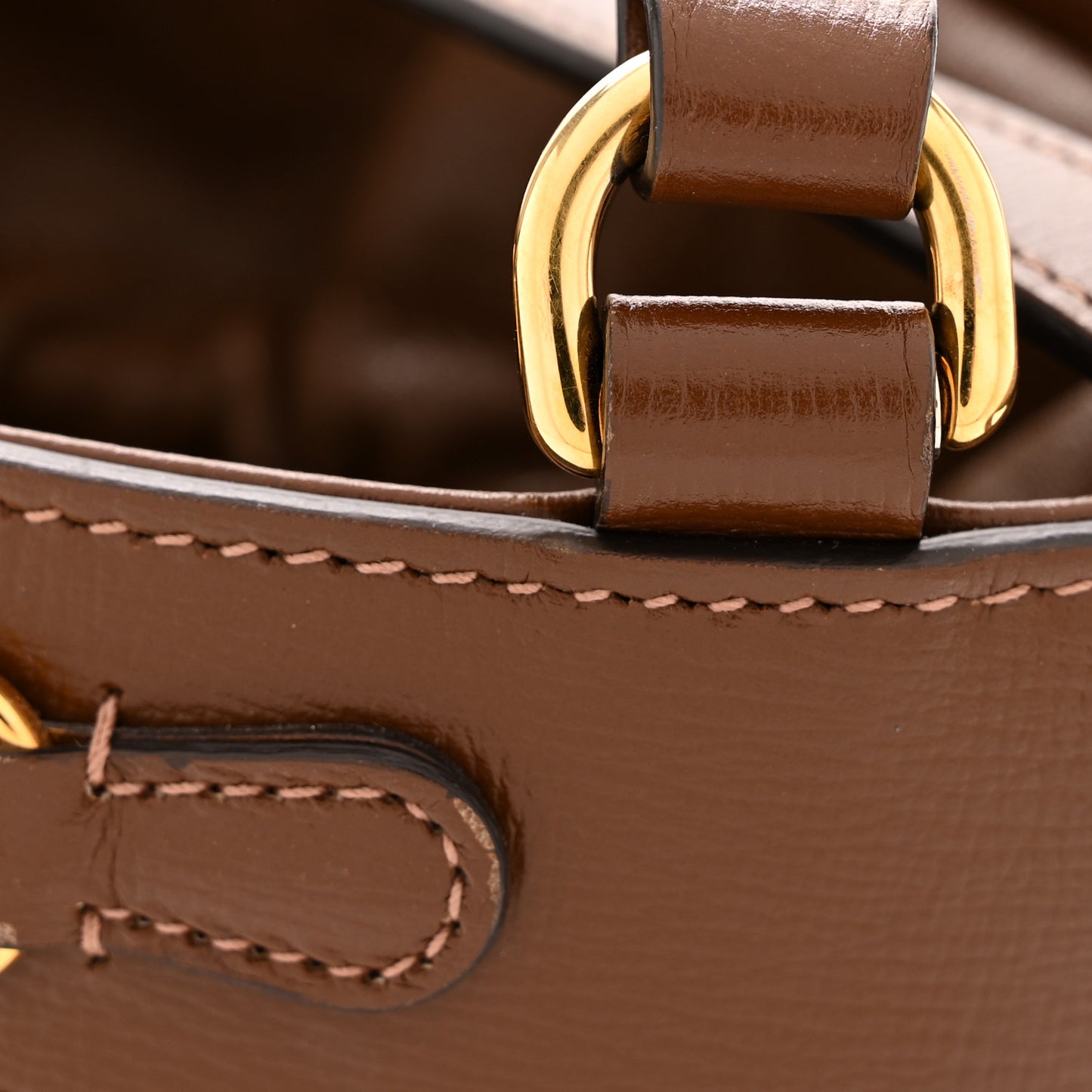 GG Supreme Monogram Azalea Sakai Calfskin Small Horsebit 1955 Drawstring Bucket Bag Beige Ebony Brown Sugar