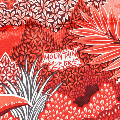 Hermes Silk Mountain Zebra Scarf 90 Rouge Corail Rose 4 of 5
