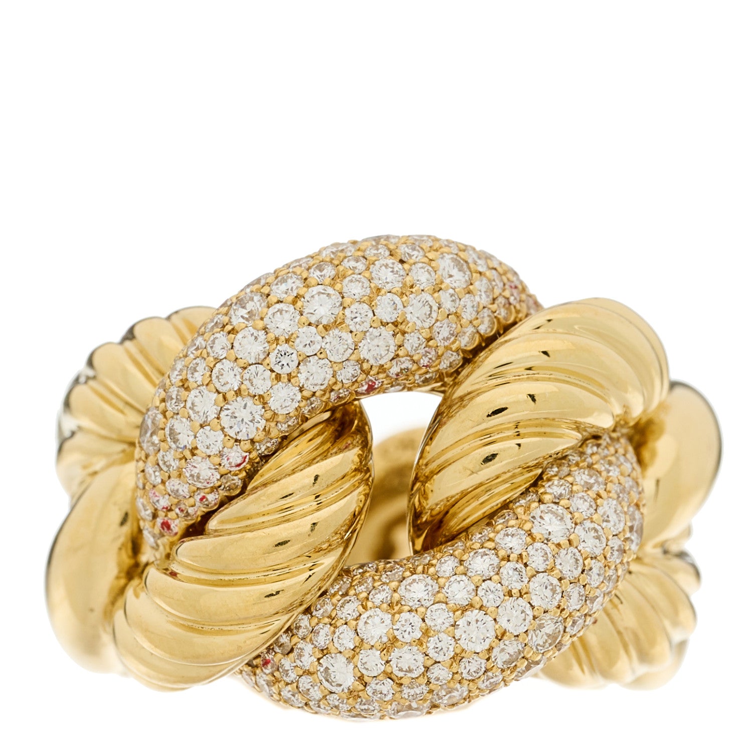 David Yurman 18K Yellow Gold Diamond Belmont Curb Link Ring 45 3.5 1 of 5