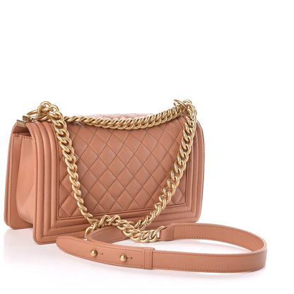 Chanel Lambskin Quilted Medium Boy Flap Dark Beige 3 of 15