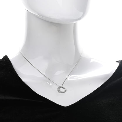 Tiffany Platinum Diamond 16mm Elsa Peretti Open Heart Pave Pendant Necklace 2 of 9