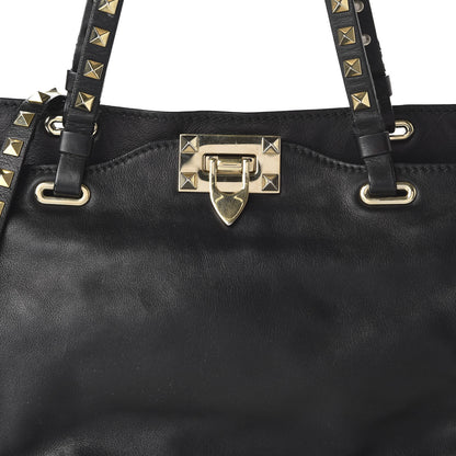 Valentino Garavani Vitello Small Rockstud Tote Black 10 of 10