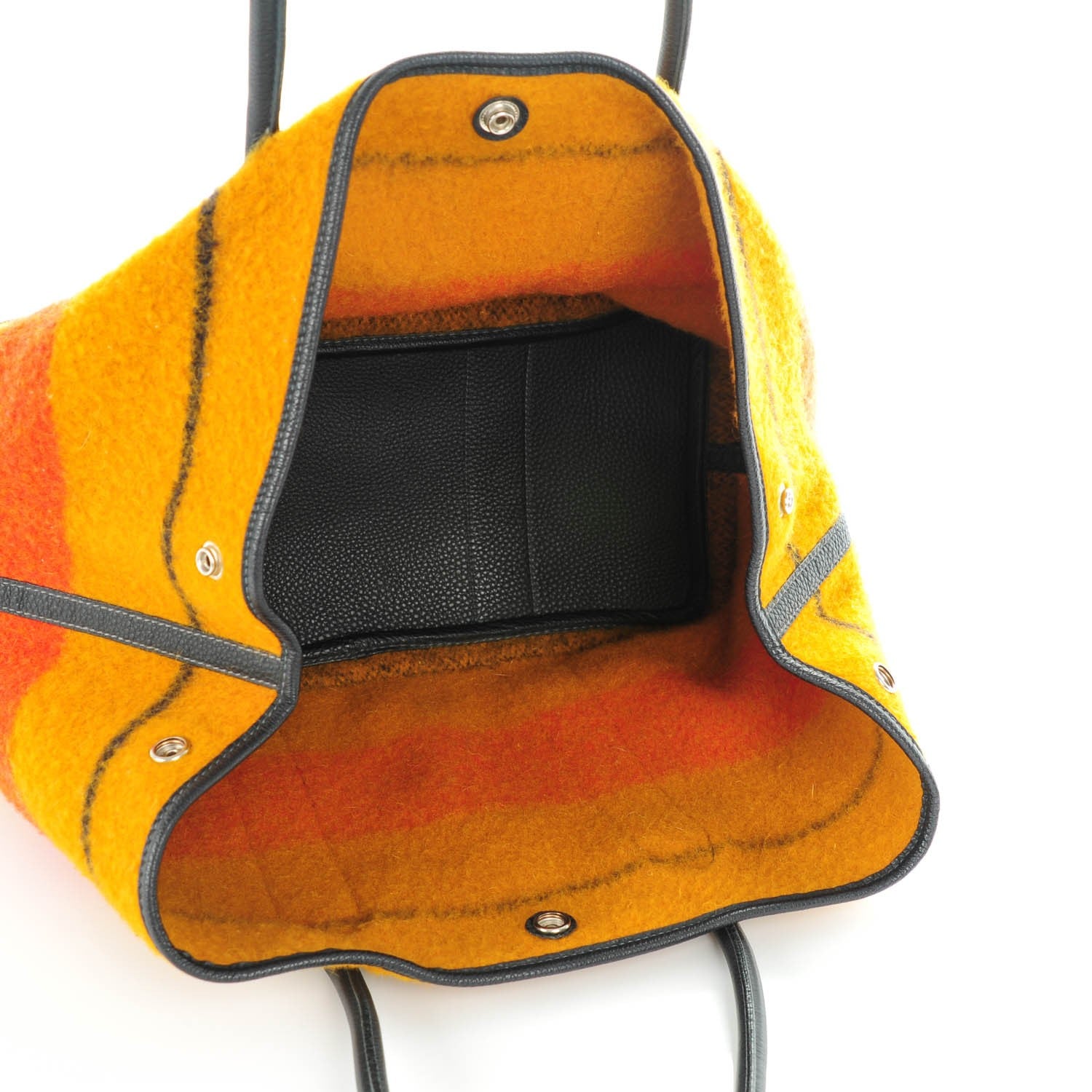 Hermes Wool Rocabar Garden Party Tote 36 MM Orange Black 5 of 7