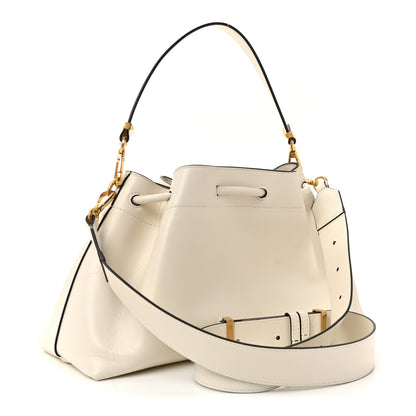Jimmy Choo Smooth Shiny Calfskin Medium Cinch M Bucket Bag Latte 3 of 9