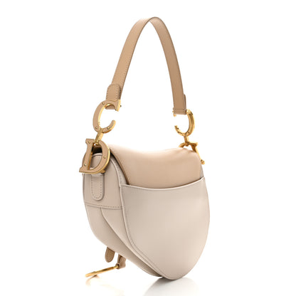 Christian Dior Supple Calfskin Two Tone Saddle Bag With Strap Biscuit Trench Beige 3 of 10