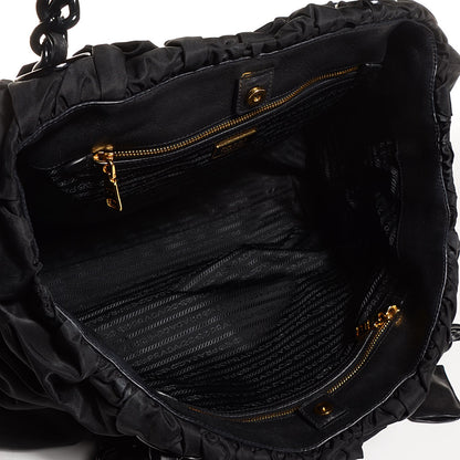 Prada Tessuto Nylon Origami Pleated Tote Black 5 of 11