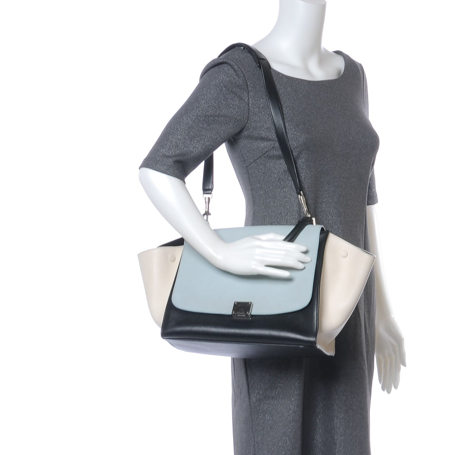 Celine Calfskin Tri-Color Trapeze Teal 2 of 7