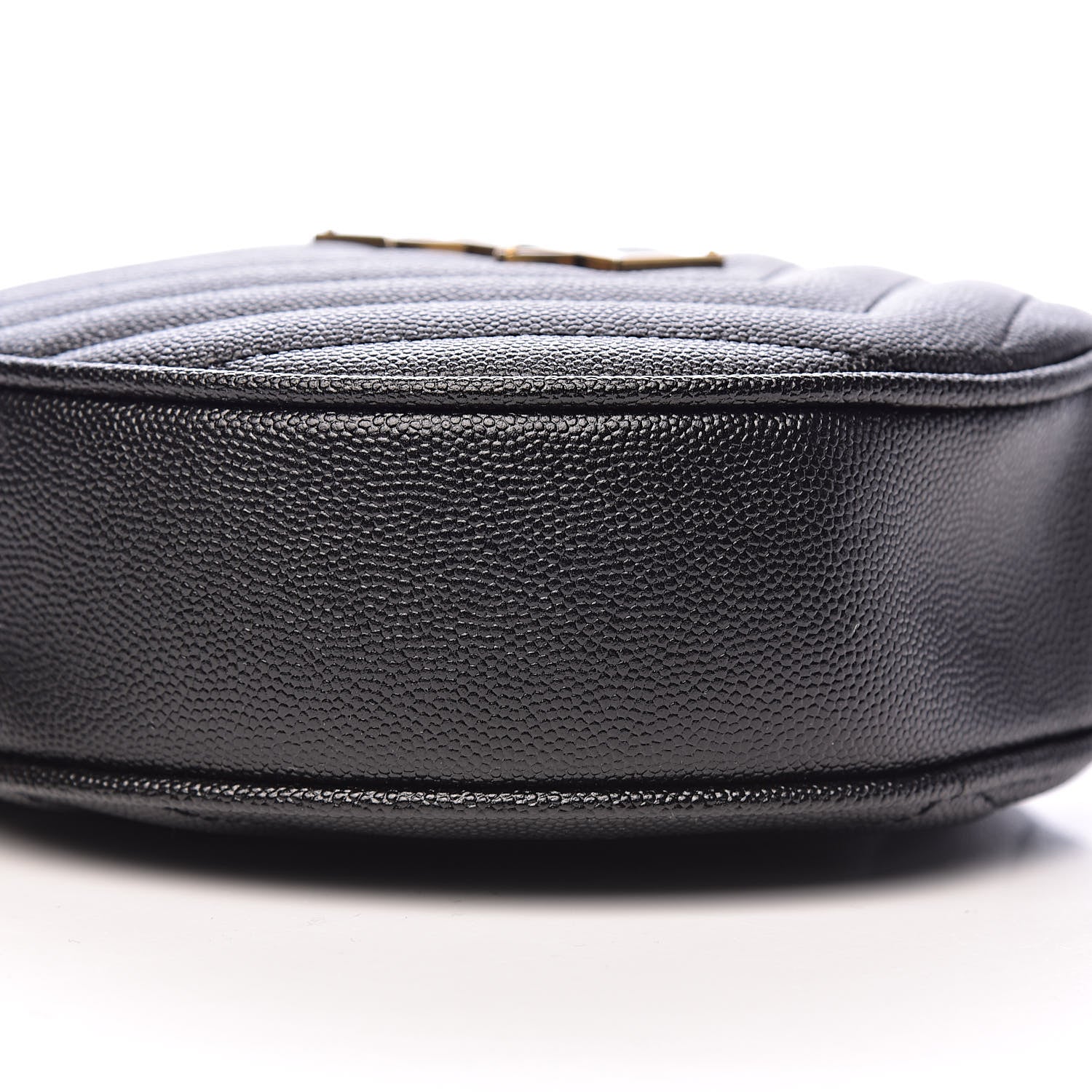 Saint Laurent Grain De Poudre Matelasse Chevron Quilted Round Vinyle Camera Bag Black 8 of 10