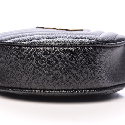 Saint Laurent Grain De Poudre Matelasse Chevron Quilted Round Vinyle Camera Bag Black 8 of 10