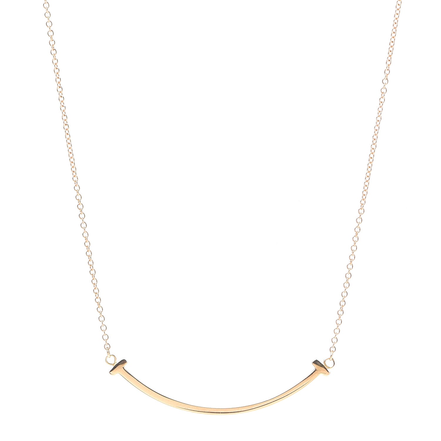 Tiffany 18K Rose Gold Small T Smile Pendant Necklace 1 of 6