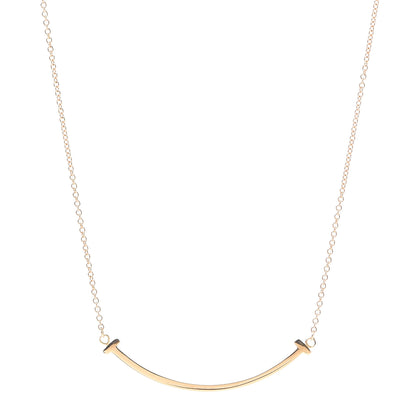 Tiffany 18K Rose Gold Small T Smile Pendant Necklace 1 of 6