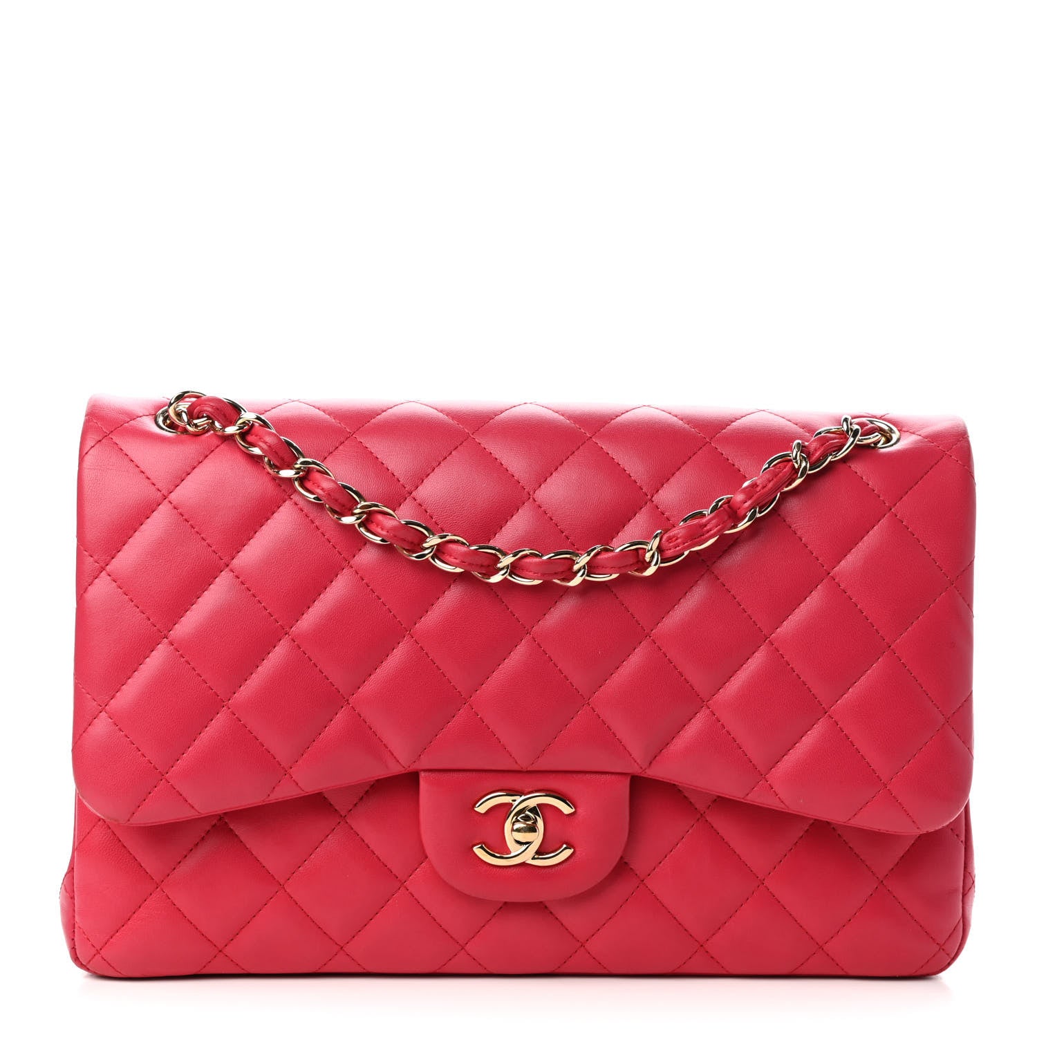 Chanel Lambskin Quilted Jumbo Double Flap Dark Pink 1 of 10