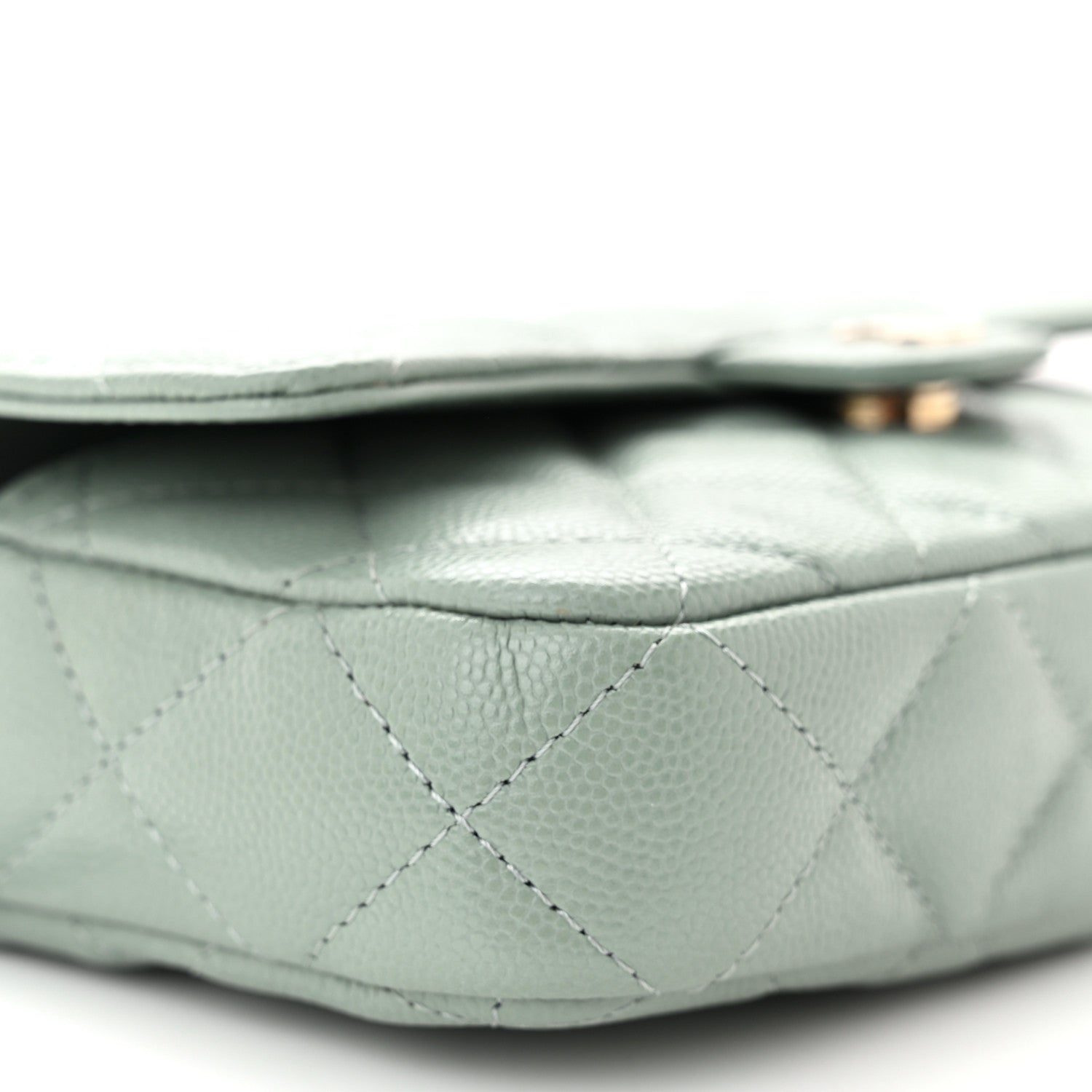 Chanel Caviar Quilted Flap Phone Holder With Chain Light Green 11 of 13