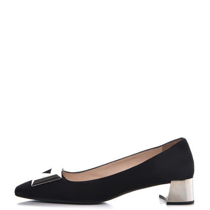 Prada Suede Block Heel Pump 37.5 Black 1 of 11