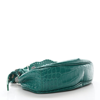 Balenciaga Extra Supple Calfskin Crystal Crocodile Embossed Le Cagole Shoulder Bag XS Jade 4 of 11