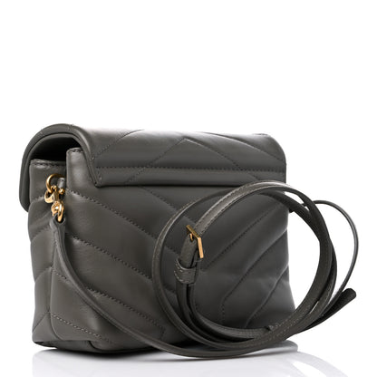 Saint Laurent Calfskin Y Quilted Monogram Toy Loulou Crossbody Bag Grey Kaki 3 of 10