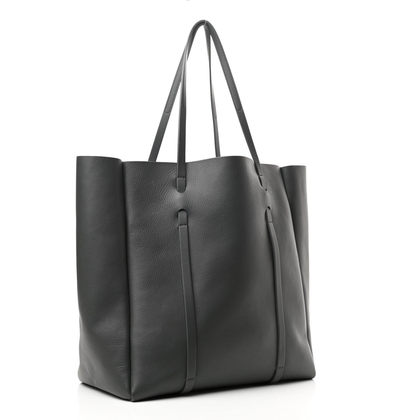 Veau Baltimore Double Sided Medium Everyday Tote Gris Fossile Bleu Turquoise