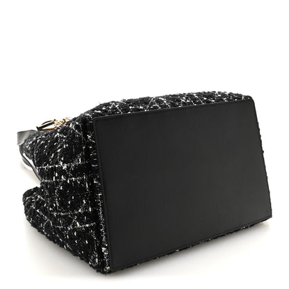 Christian Dior Calfskin Tweed Cannage Medium Toujours  Black White 8 of 23