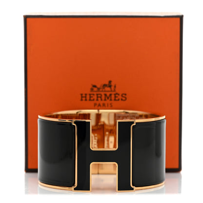 Hermes Enamel Extra Wide Clic Clac H Bracelet GM Black 6 of 6