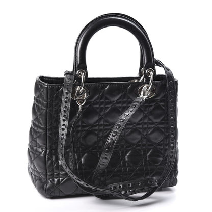 Christian Dior Lambskin Cannage Medium Lady Dior Black 2 of 9