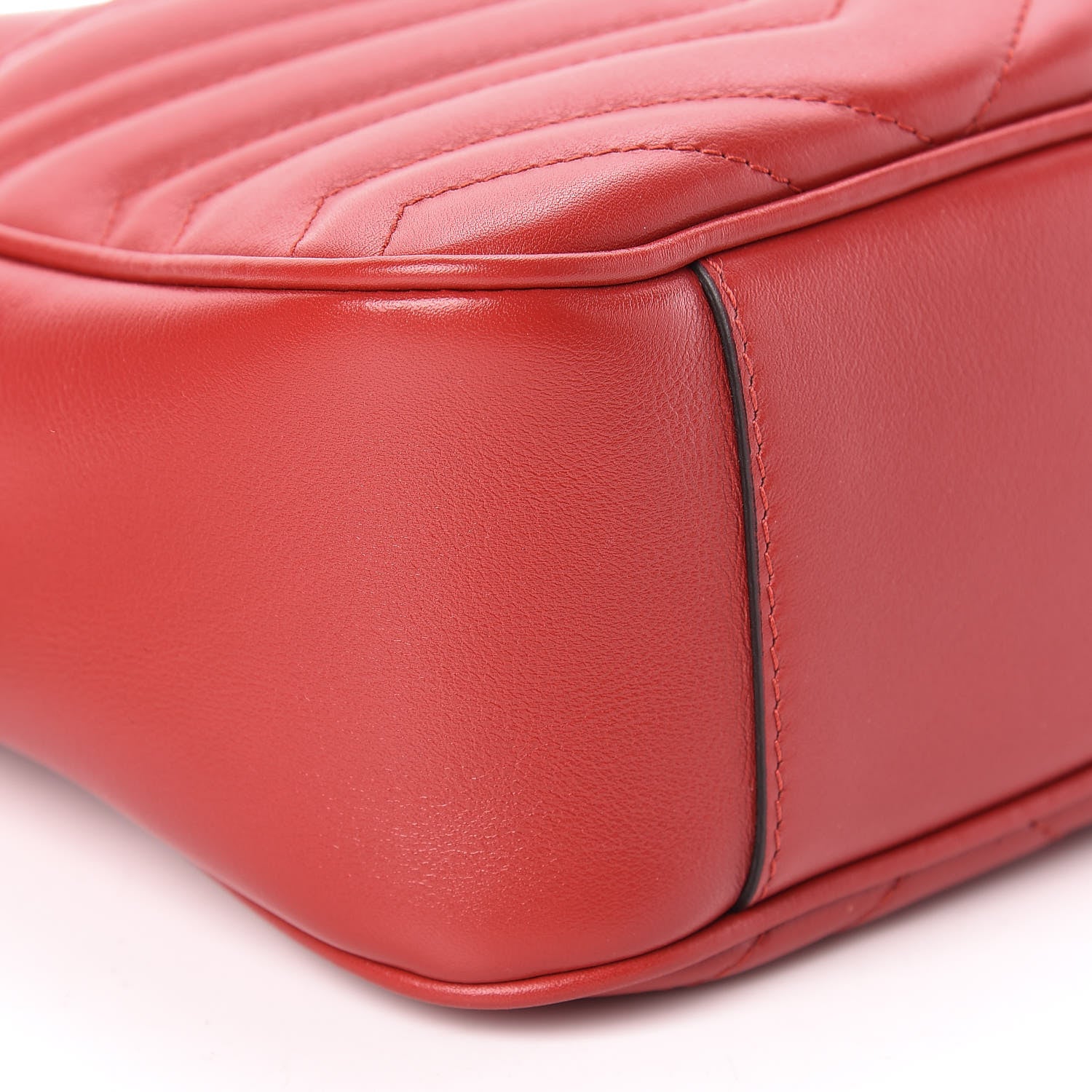 Gucci Calfskin Matelasse Medium GG Marmont Chain Shoulder Bag Hibiscus Red 6 of 11