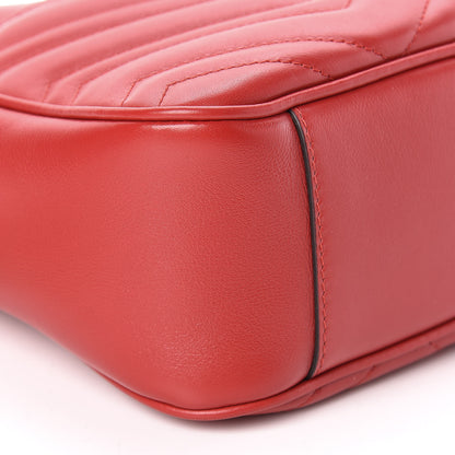 Gucci Calfskin Matelasse Medium GG Marmont Chain Shoulder Bag Hibiscus Red 6 of 11